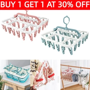 Folding Clothes Dryer Hanger 40-Clips Socks Underwear Rack Drying Dryer Clothes - Picture 1 of 21