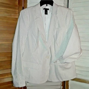 Blazer bianco Lane Bryant The Bryant taglia 18 bottone risvolto tacca gessata - Foto 1 di 10