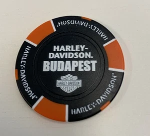Budapest, Ungarn Harley Davidson Poker Chip / Schwarz & Orange - Bild 1 von 3