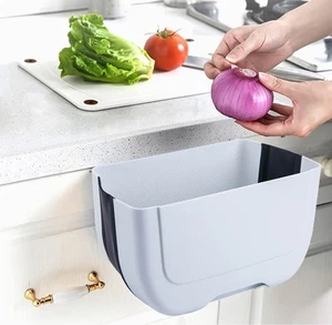 Hanging Folding Mini Trash Can for Kitchen Cabinet Door Small Collapsible Ga - Picture 1 of 9