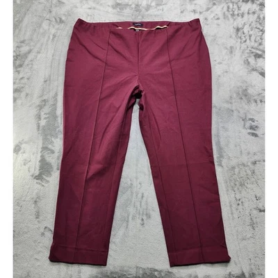 Pantalones Lands End para mujer 24W rojo borgoña costura delantera tiro medio pierna ajustada Foto 1 de 4