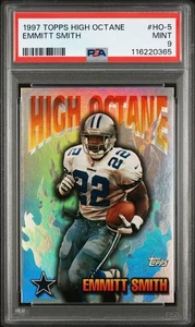 Tarjeta de fútbol americano Emmitt Smith 1997 Topps High Octane Foil #HO-5 Cowboys Salón de la fama PSA 9 - Imagen 1 de 2