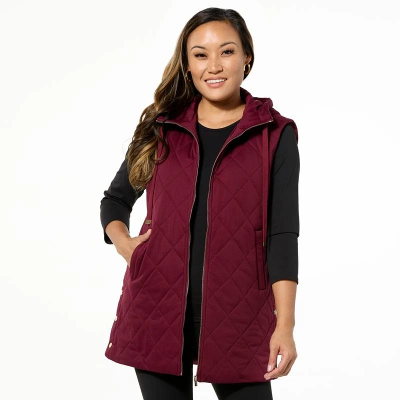 Chaleco acolchado Joy Mangano Luxe Performance para todo tipo de clima elegante vino tinto XL nuevo Foto 1 de 1