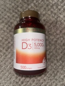 Carlyle High Potency Vitamin D3 5000 IU Softgels for Strong Bones and Teeth -... - Picture 1 of 4