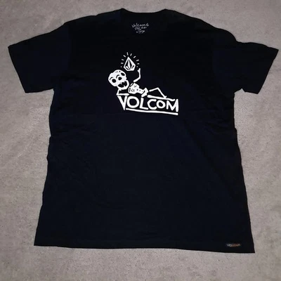 Vintage Y2K Volcom Skateboard T-shirt Mens Slim Fit XL Black Skeleton Logo - Image 1 of 4
