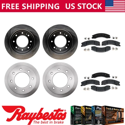 Rotores de freno delanteros traseros y pastillas de freno metálicas para GMC Sierra 3500 HD 2016-2019 Foto 1 de 4