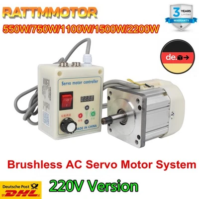 550W 750W 1.1KW 1.5KW 2.2KW Brushless AC Servo Motor w/ Speed Controller CNC Kit - Bild 1 von 4