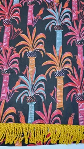 Opalhouse Jungalow Shower Curtain 72x70 Black w/ Palm Trees Gold Fringe Trim - Picture 1 of 15