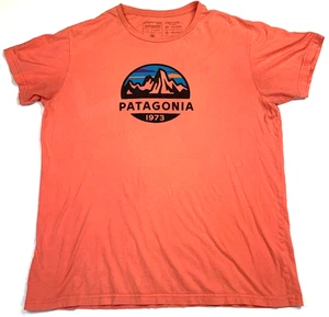 Patagonia 1973 Slim Fit Organic Cotton T-Shirt Men’s Size Large Orange/Peach EUC - Picture 1 of 11