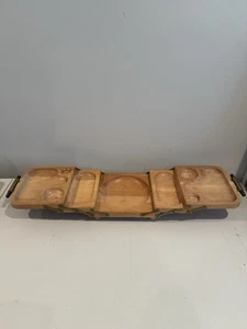 Bandeja para servir buffet ampliable de 3 niveles moderna de mediados de siglo de madera a cuadros vintage años 50 - Imagen 1 de 12