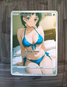 Hermosa Tarjeta Waifu - Traje de Baño Suguha - Diosa ACG Personalizada Hágalo Usted Mismo Fan Art Tarjeta - Imagen 1 de 1