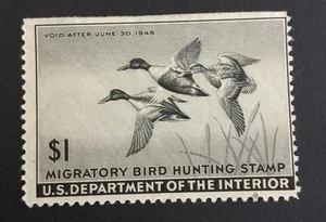 US DUCK HUNTING STAMP -  SCOTT# RW12 - MINT DIST. GUM - STRAIGHT EDGE - SCV: $25 - Picture 1 of 2