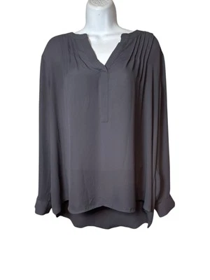 Simply Vera Verawang PXL Gray Pleated Blouse Business Career  - Image 1 of 4