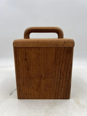 Square Wood Kitchen Canister Jar with Lid Plastic Liner Storage Container Oak - Image 1 of 4