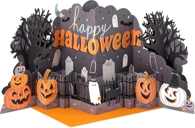 Tarjeta de Halloween Hallmark Paper Wonder Big Pop Up 104, Calabazas en un cementerio  Foto 1 de 4