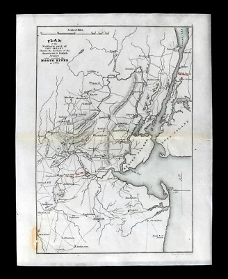 Mapa de la Guerra Revolucionaria de Estados Unidos de 1834 batallas de Nueva Jersey Princeton Fort Washington NYC Foto 1 de 3