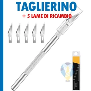 KIT BISTURI + 6 LAME IN ACCIAIO INTAGLIO coltelli cutter taglierino modellismo - Picture 1 of 5