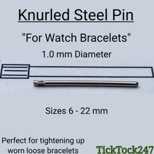 Pin de pulsera de reloj de acero inoxidable moleteado "1,0 mm de diámetro" - Imagen 1 de 1