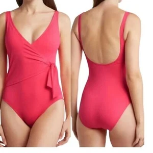 NEW Tommy Bahama Wrap Tie Front One-Piece Swimsuit Coral Coast Size 16 - Picture 1 of 7