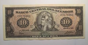 1983, 10 Sucres Ecuador High Grade and High Value Banknote - Picture 1 of 13