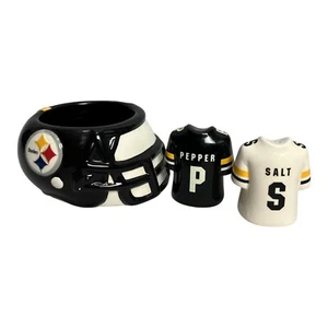 Pittsburgh Steelers Jersey Ceramic Salt & Pepper Shakers And Dip Bowl - Picture 1 of 8