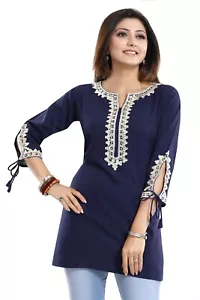 Damen ethnisch Kurti lange Tunika ethnische Stickerei Blumenmuster Kurta Shirt Kleid BD423 - Bild 1 von 9