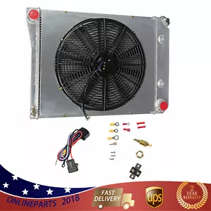 Nuevo radiador 3 filas + ventilador cubierta para 69-74 Chevy Nova 70-81 Camaro 68-87 El Camino - Imagen 1 de 17