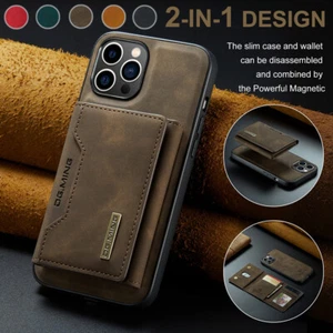 Etui iPhone 16 15 14 13 12 Pro Max Etui na telefon komórkowy Skóra Wallet Case Magnes Ochrona - Zdjęcie 1 z 79