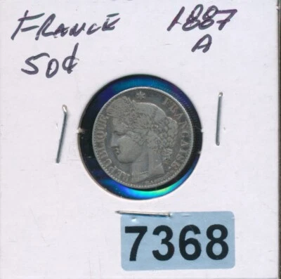 FRANCE - 1887 - 50 CENTS - CERE -  SILVER  -#7368 - Image 1 of 2