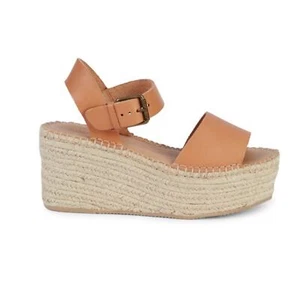 Sandali donna Soludos Minorca 9 espadrillas in pelle marrone plateau punta aperta - Foto 1 di 11