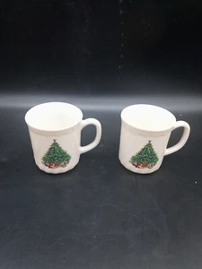 2 VTG Salem Porcelle France Christmas Tree & Wreath Coffee Mugs/Cups - Picture 1 of 8