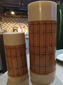 Termo Aladdin vintage a cuadros 2 botellas 10 OZ 4020 cuartos 4060 juego de pares emparejados - Imagen 1 de 12