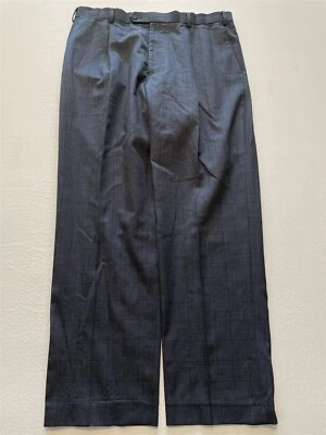 Hart Schaffner Marx Gold 36 x 30 Gray Check 100% Wool Hopsack Pleated Trousers - Image 1 of 4