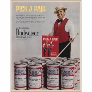 1971 Budweiser: Pick a Pair, Ed McMahon Vintage Print Ad - Picture 1 of 1