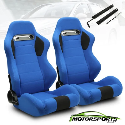 2 x Blue Pineapple Main&Black Side Left/Right Racing Seats  Adjustor Slider - Image 1 of 4