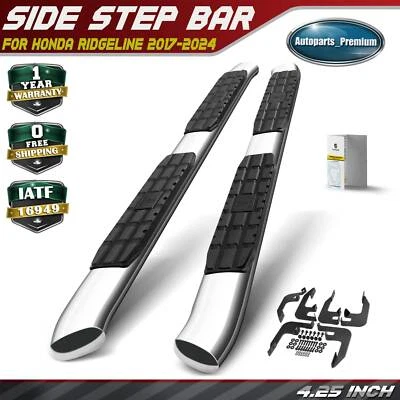 Barras de peldaños laterales cromadas S/S 304 de 4,25" para Honda Ridgeline 2017 2018 2019 2020-2024 Foto 1 de 4