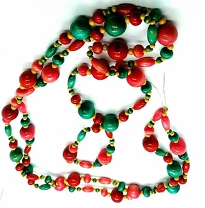 wooden bead wrap around bracelet necklace Brown long length Long - Picture 1 of 12
