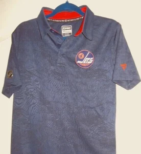 Winnipeg Jets Fanatics Navy Blue Vented BREATHABLE Polo shirt Size S NHL hockey - Picture 1 of 5