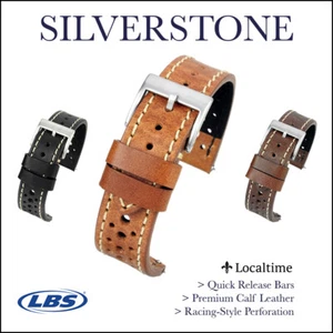 SILVERSTONE Racing Perforated Premium Calf Leather Quick Release Watch Strap LBS - Picture 1 of 16