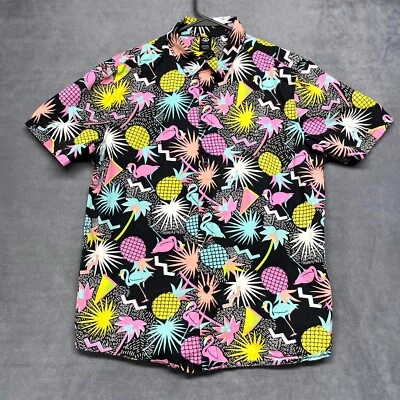 Camisa Hawaiana Neff Para Hombre Mediana Multicolor Estampado Flamenco 100% Algodón Abotonada Foto 1 de 4