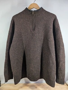 Pendleton 100% Shetland Washable Wool 1/4 Zip Pullover Sweater - Mens XL Brown - Picture 1 of 9