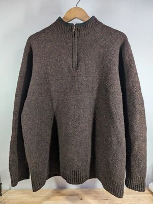 Suéter Pullover Pendleton 100% Lana Lavable Shetland 1/4 Cremallera - Para Hombres XL Marrón Foto 1 de 4
