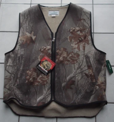 Vtg. L.L. BEAN RealTree Hardwoods Lined WOOL Zip Vest Large USA NEW WITH TAGS! - Image 1 of 4