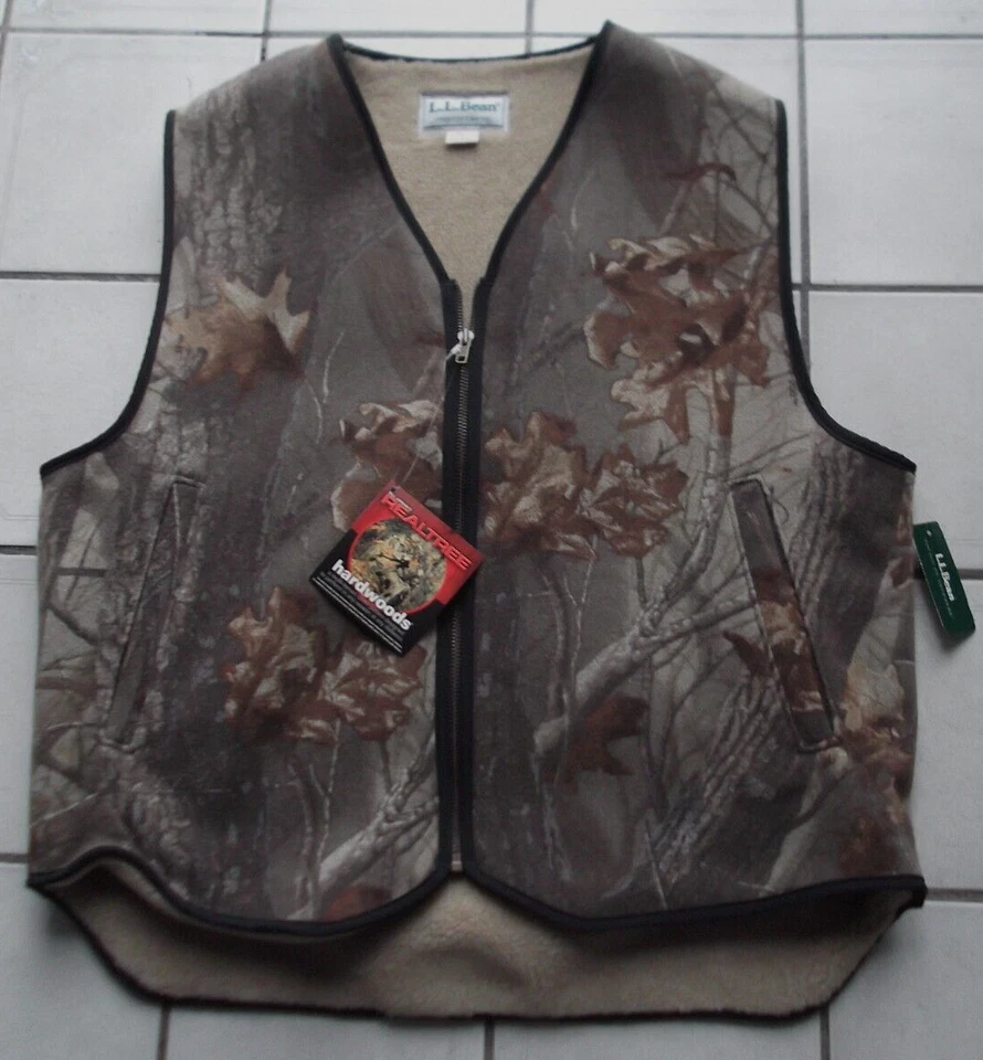 Vtg. L.L. BEAN RealTree Hardwoods Lined WOOL Zip Vest Large USA NEW WITH TAGS! - Image 1 of 4