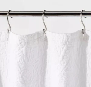 🎁 Threshold Medallion Matelasse Jacquard Shower Curtain 72"x72" White🆕AS SHOWN - Picture 1 of 6