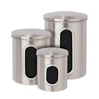 Stainless Steel 3-Piece Nesting Kitchen Canister Set, Silver