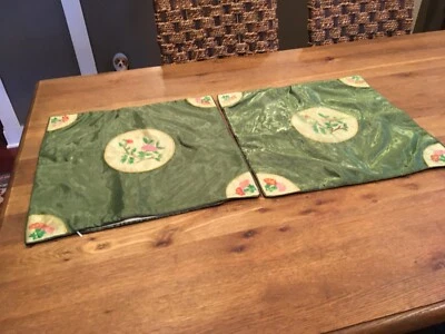 NEW! PAIR (2) CHINESE EMBROIDERED SILK DECORATIVE PILLOW COVERS - Image 1 of 4