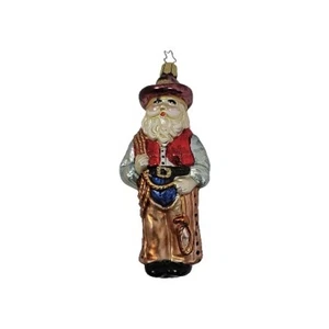 INGE GLAS TEXAS COWBOY SANTA CLAUS GERMAN BLOWN GLASS CHRISTMAS TREE ORNAMENT - Picture 1 of 8