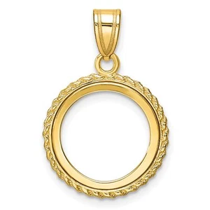 1993-Now $1 Canada 1/20 oz Maple Leaf Prong Set Rope Coin Bezel 14k Gold - Picture 1 of 7