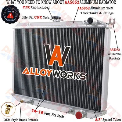 3 Row Aluminum Radiator For 1986-94 Nissan D21 /1987-1995 Nissan Pathfinder 3.0L - Image 1 of 4